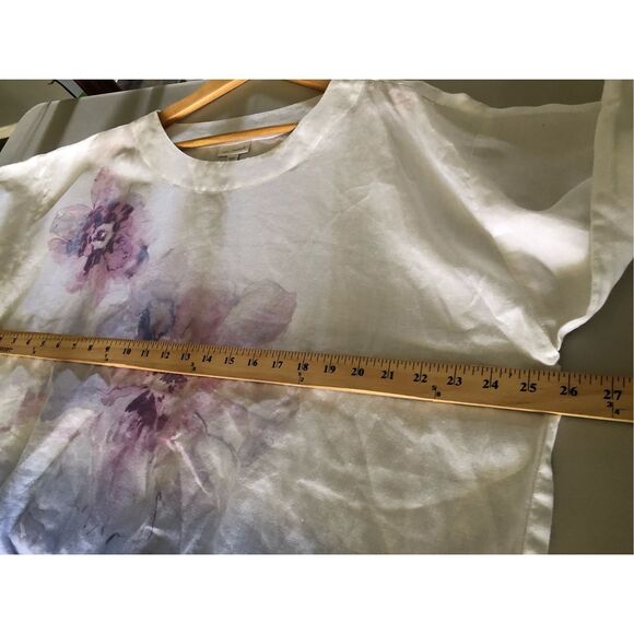 J. Jill Pure Jill Linen Watercolor Flower Floral Flowy Tunic-Top - Picture 9 of 12